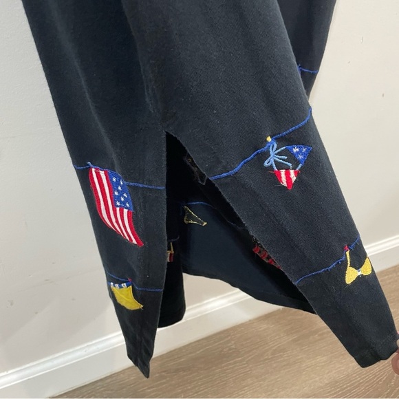 Michael Simon Lite Black Americana Embroidered Side Slit Maxi Dress Size 2X - Picture 5 of 6